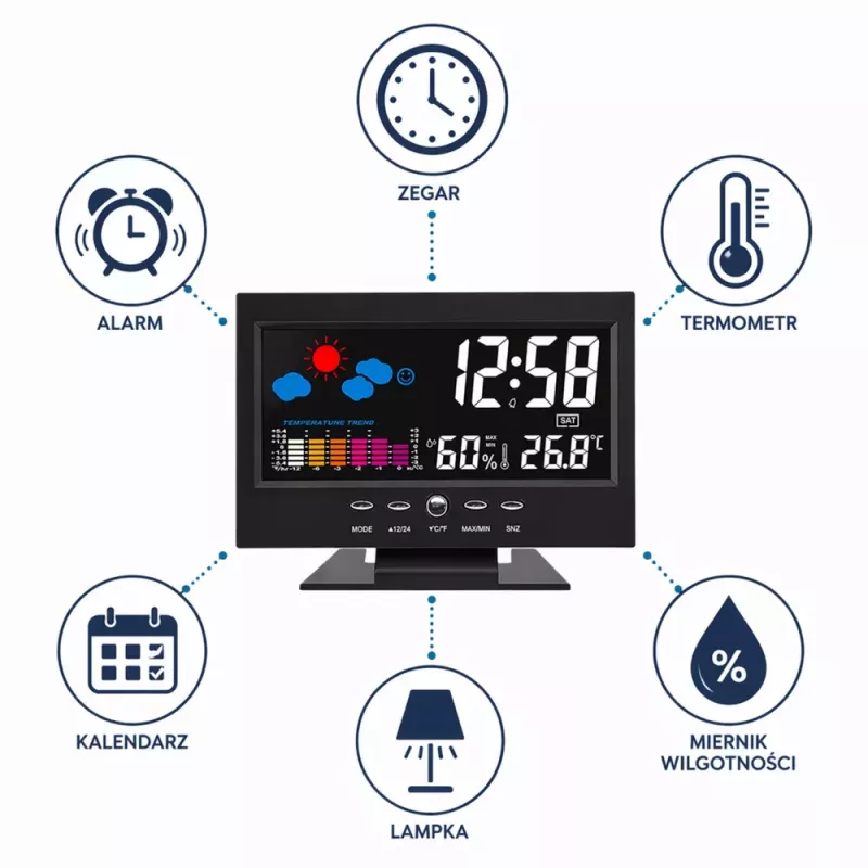 LEAN Digital Clock mit Innenraum-Thermometer und Hygrometer LED Wetterstation