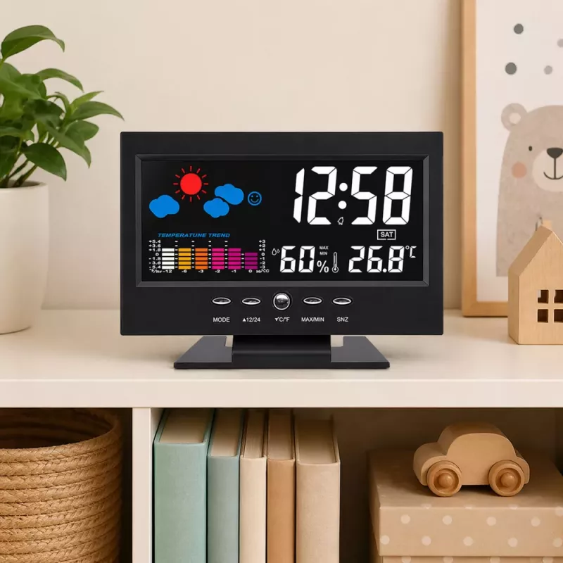 LEAN Digital Clock mit Innenraum-Thermometer und Hygrometer LED Wetterstation