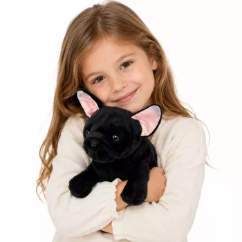 LEAN TOYS Plüschtier Französische Bulldogge Schwarz 22 cm