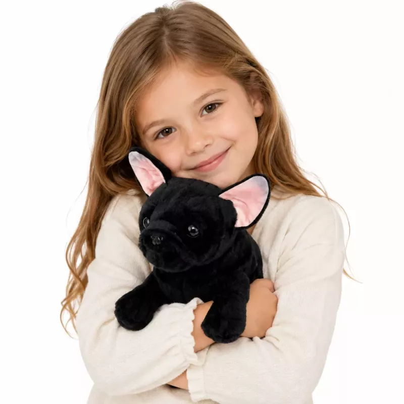 LEAN TOYS Plüschtier Französische Bulldogge Schwarz 22 cm