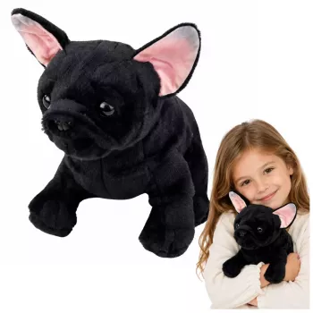 LEAN TOYS Plüschtier Französische Bulldogge Schwarz 22 cm