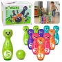 LEAN TOYS Bowling mit Smiley-Gesichtern Lernspiel für Kinder Geschicklichkeitssport 10 Teile