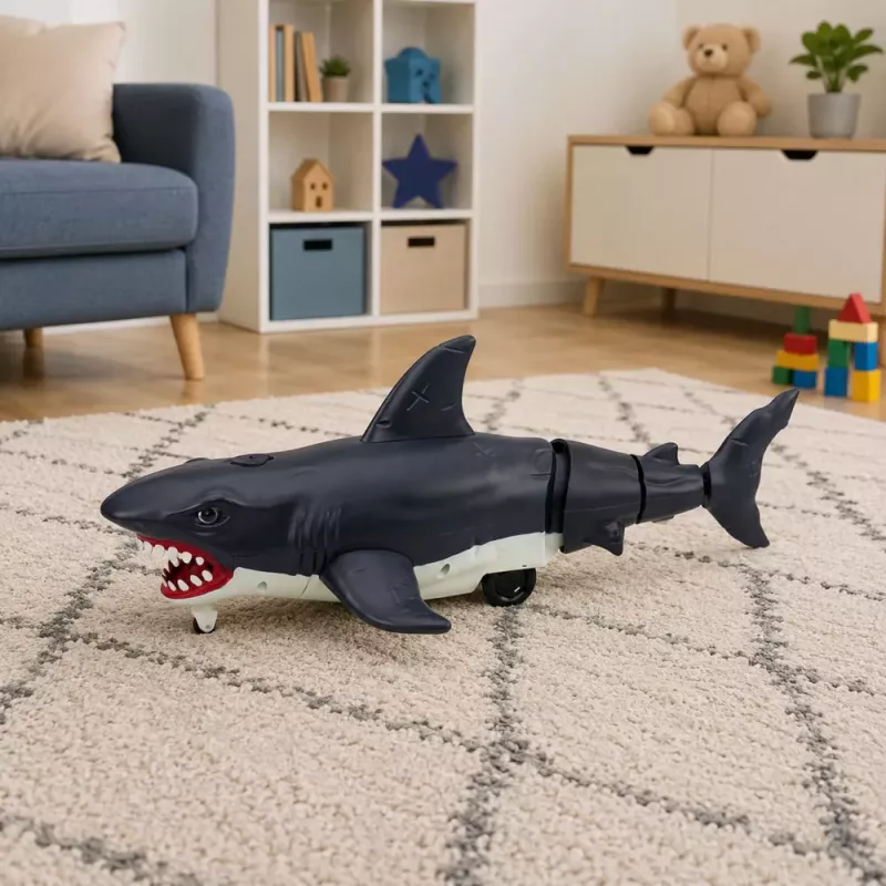 LEAN TOYS RC Shark Fernbedienung Hai, bewegt Schwanz, Lichter, Raucheffekt, Schwarz
