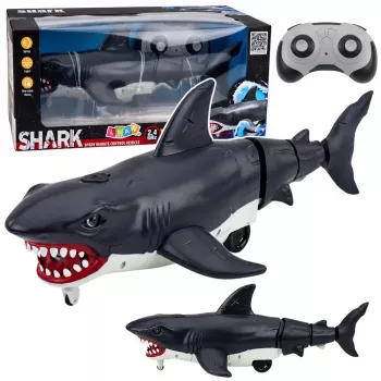 LEAN TOYS RC Shark Fernbedienung Hai, bewegt Schwanz, Lichter, Raucheffekt, Schwarz