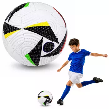 LEAN TOYS Trainingsfußball für Naturrasen, Weiß mit Muster, Größe 5 (22 cm)