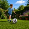 LEAN TOYS Trainingsfußball für Naturrasen, Weiß, gemustert, 22 cm, Größe 5