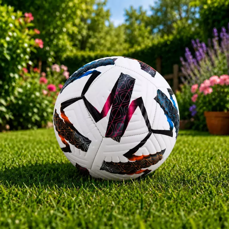 LEAN TOYS Trainingsfußball für Naturrasen, Weiß, gemustert, 22 cm, Größe 5