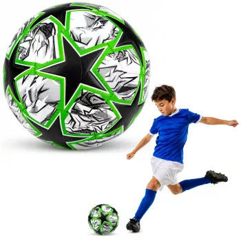 LEAN TOYS Trainingsfußball für Rasenplatz Green Stars 22cm Größe 5