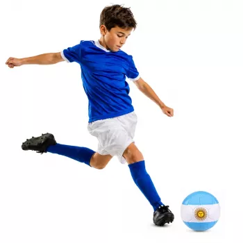 LEAN TOYS Trainingsfußball für Rasenplatz, Argentinien-Farben, 22 cm, Größe 5