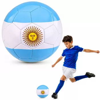 LEAN TOYS Trainingsfußball für Rasenplatz, Argentinien-Farben, 22 cm, Größe 5