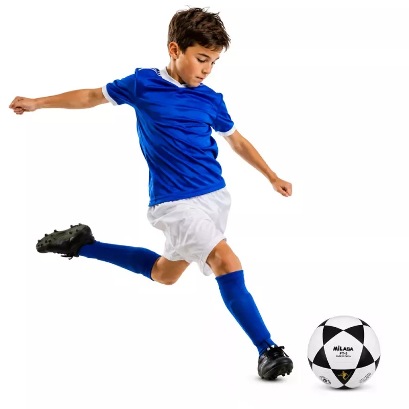LEAN TOYS Trainingsfußball für Rasenplatz Schwarz-Weiß Milasa 22cm Größe 5