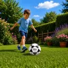 LEAN TOYS Trainingsfußball für Rasenplatz Schwarz-Weiß Milasa 22cm Größe 5