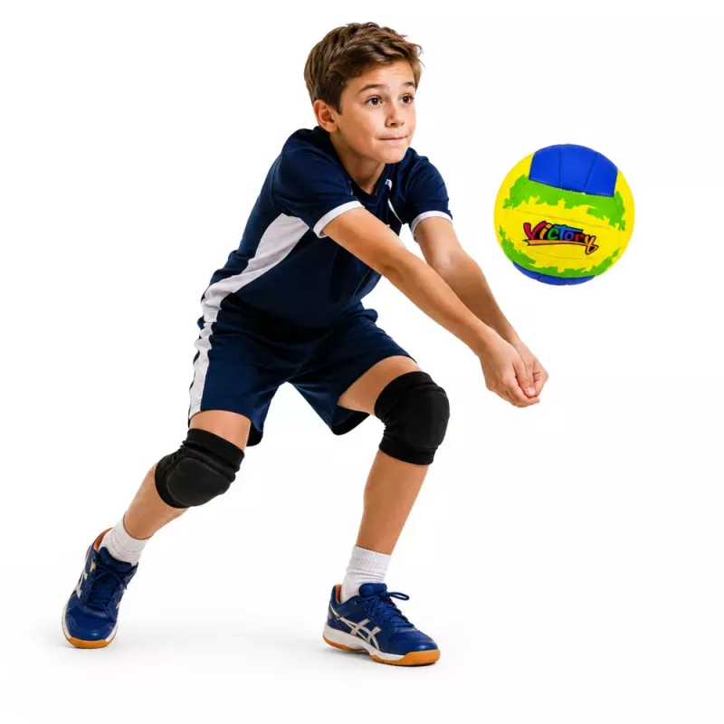 LEAN TOYS Volleyball-Trainingsball, Gelb und Blau, 22 cm, Größe 5