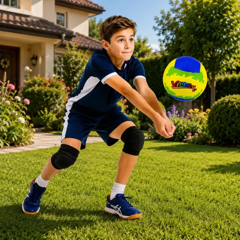 LEAN TOYS Volleyball-Trainingsball, Gelb und Blau, 22 cm, Größe 5
