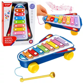 LEAN TOYS Kinderbecken Rakete auf Rädern Raumschiff Schläger Blau