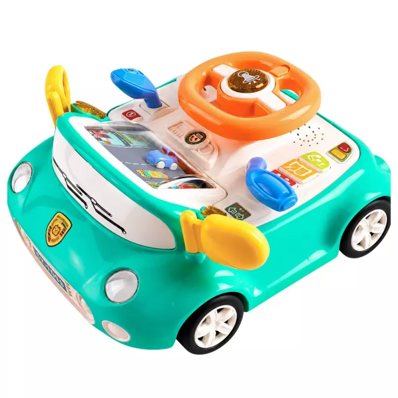 LEAN TOYS Interaktives Bedienfeld Fahrsimulator Auto Lichter Geräusche Blau