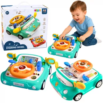 LEAN TOYS Interaktives Bedienfeld Fahrsimulator Auto Lichter Geräusche Blau