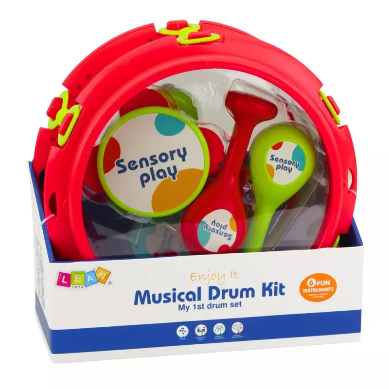 LEAN TOYS Musikinstrumente für Kinder Trommel Rasseln Tamburin Kastagnetten