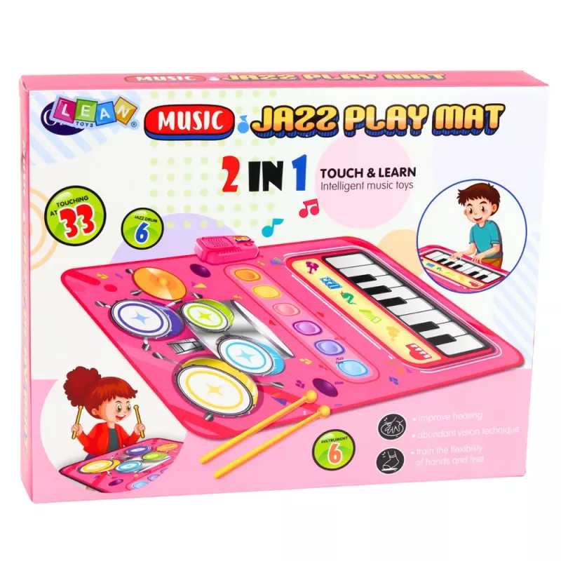 LEAN TOYS Interaktive Musik-Tanzmatte Pädagogisches Schlagzeug Klavier 2 in 1