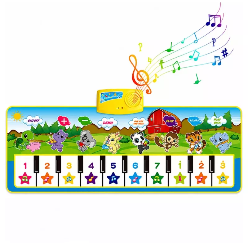 LEAN TOYS Lernspielzeug Musikmatte Klavier Tiere Instrumente Klänge 100x36 cm