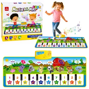 LEAN TOYS Lernspielzeug Musikmatte Klavier Tiere Instrumente Klänge 100x36 cm