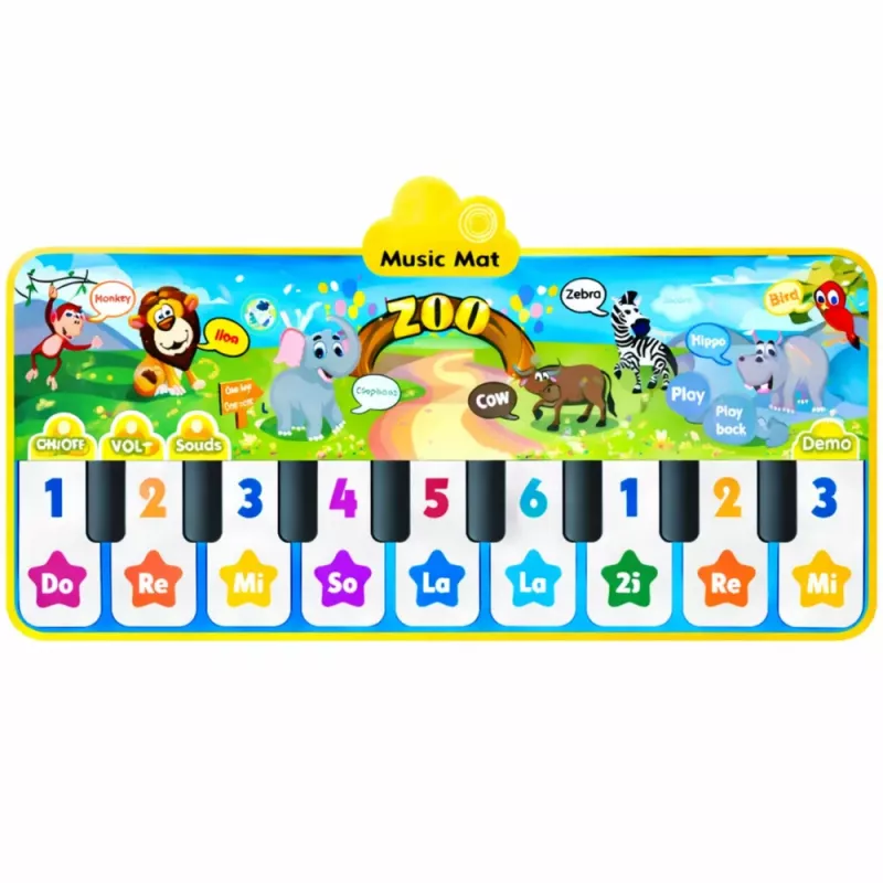 LEAN TOYS Interaktive Tanzmatte Klavier Zootiere 10 Melodien 126 cm