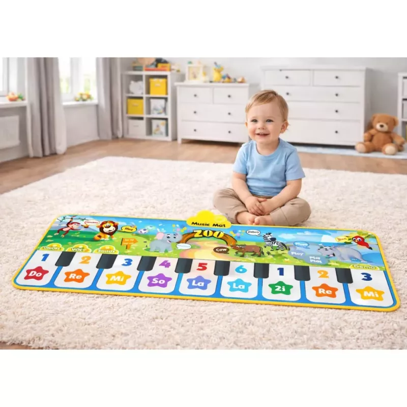 LEAN TOYS Interaktive Tanzmatte Klavier Zootiere 10 Melodien 126 cm
