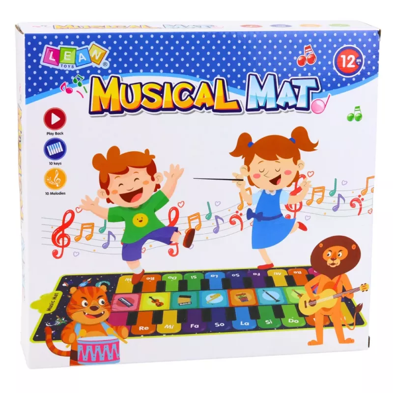 LEAN TOYS Interaktive Tanzmatte Klavier Zootiere 10 Melodien 126 cm