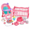 LEAN TOYS Interaktive Babypuppe mit Pipi-Funktion, Kinderwagen, Wiege und Zubehör 3-in-1 Set