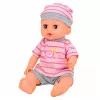 LEAN TOYS Interaktive Babypuppe mit Pipi-Funktion, Kinderwagen, Wiege und Zubehör 3-in-1 Set