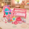 LEAN TOYS 3-in-1 Interaktives Baby-Puppen-Set mit Pinkelfunktion, Kinderwagen und Wiege