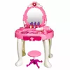 LEAN TOYS Kinderschminktisch mit Stuhl, Lichtern, Föhn, Zubehör, Geräuschen, Pink