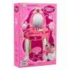 LEAN TOYS Kinderschminktisch mit Stuhl, Lichtern, Föhn, Zubehör, Geräuschen, Pink