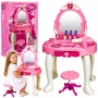 LEAN TOYS Kinderschminktisch mit Stuhl, Lichtern, Föhn, Zubehör, Geräuschen, Pink