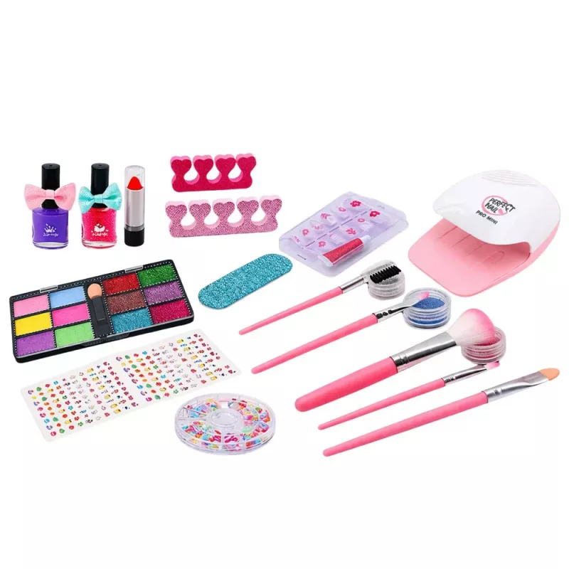 LEAN TOYS Beauty Set Kosmetiktasche für Kinder Nagelzubehör Föhn 20 Teile