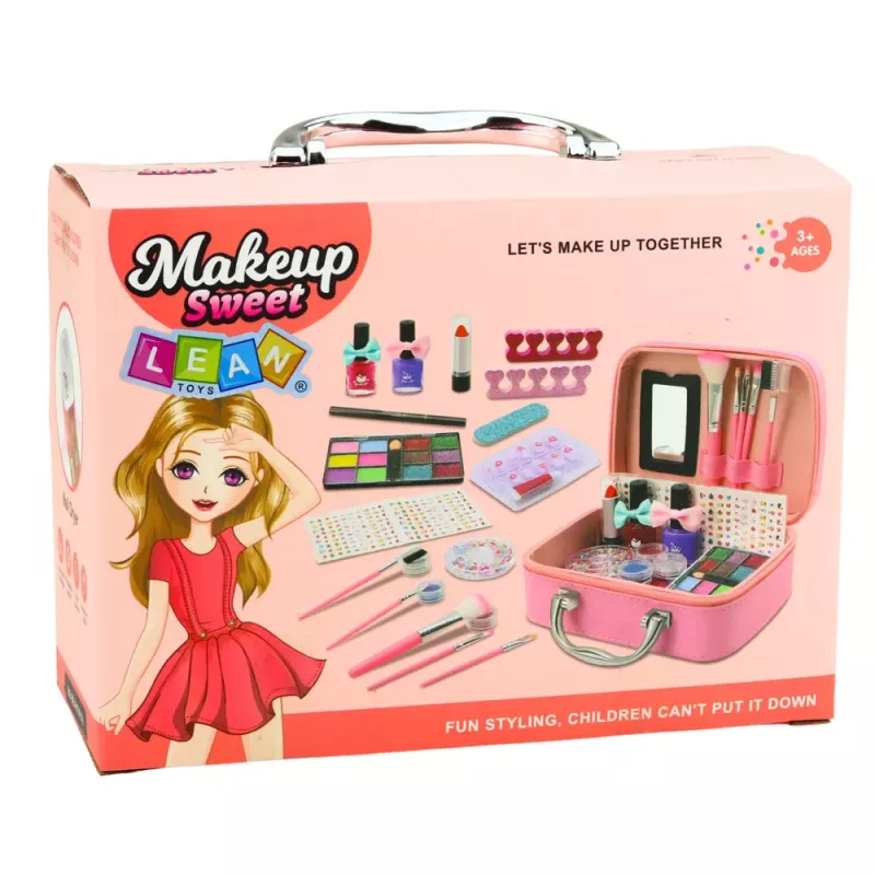 LEAN TOYS Beauty Set Kosmetiktasche für Kinder Nagelzubehör Föhn 20 Teile