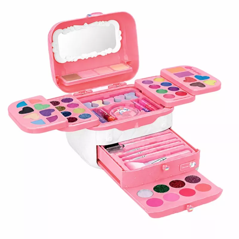 LEAN TOYS Beauty Set Kinder-Schminkkasten Pink Unicorn 72 Teile