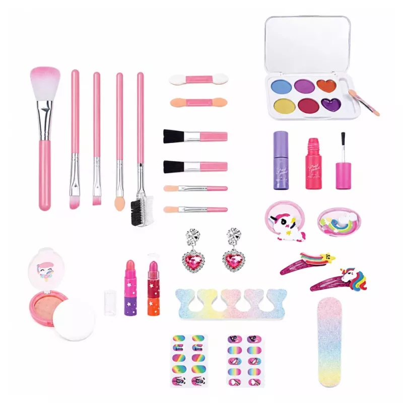 LEAN TOYS Beauty Set Kinder-Schminkkasten Pink Unicorn 72 Teile