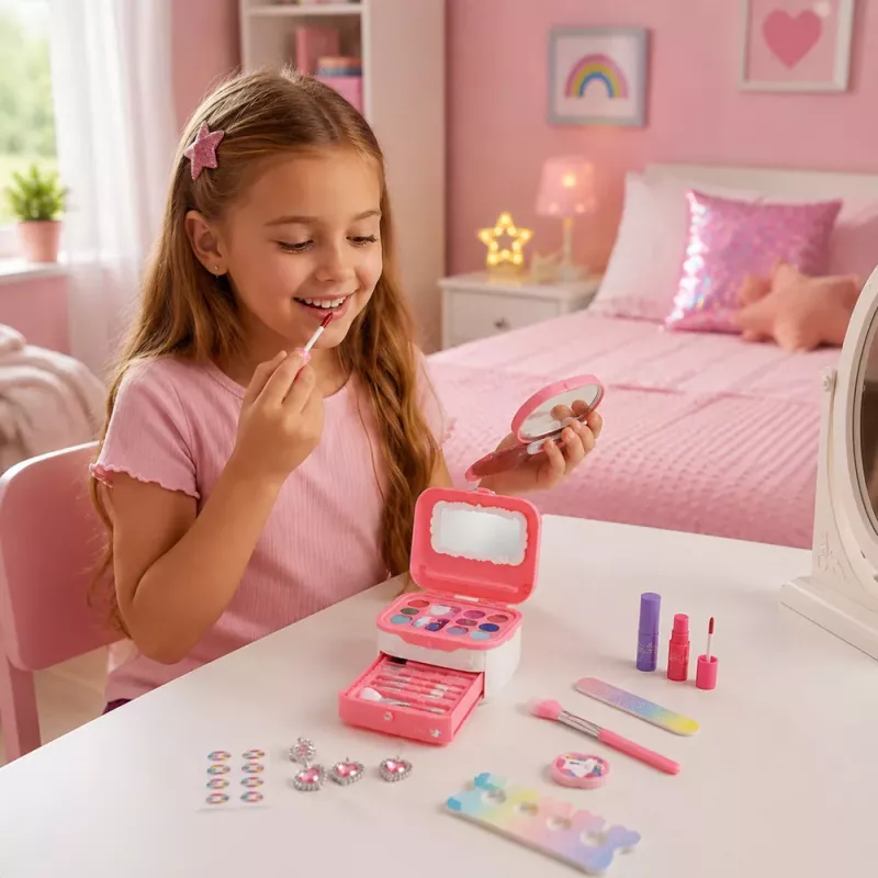 LEAN TOYS Beauty Set Kinder-Schminkkasten Pink Unicorn 72 Teile