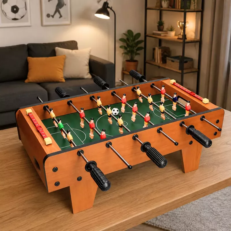 LEAN TOYS Tischfußball Arcade-Spiel Mini Holz-Spieltisch 50x25 cm
