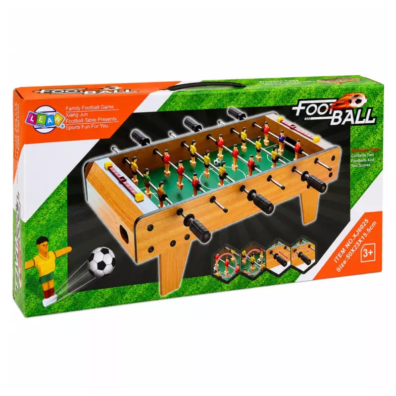 LEAN TOYS Tischfußball Arcade-Spiel Mini Holz-Spieltisch 50x25 cm