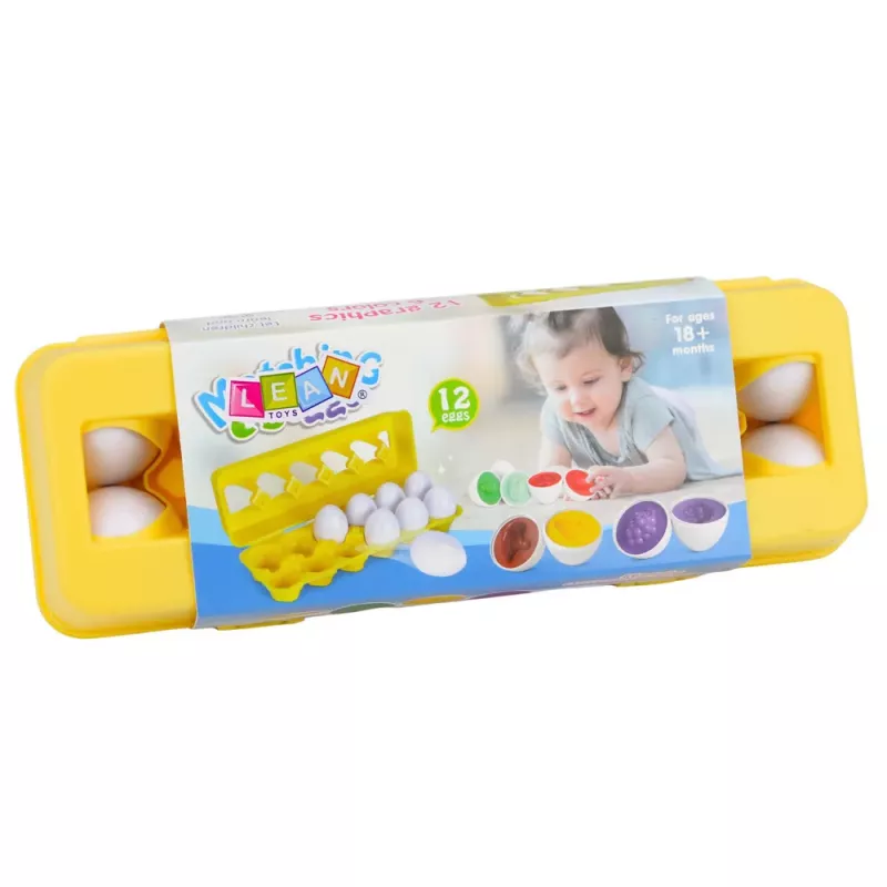 LEAN TOYS Educational Egg Sorter, Shape Matching, Colorful Fruits, 12 pcs.