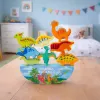 LEAN TOYS Dinosaur Tower Balance Game Geschicklichkeitsspiel aus Holzblöcken 12-teilig