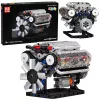LEAN TOYS Bausteine V8-Motor Mechanikmodell mit beweglichen Kolben, 552 Teile