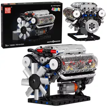 LEAN TOYS Bausteine V8-Motor Mechanikmodell mit beweglichen Kolben, 552 Teile