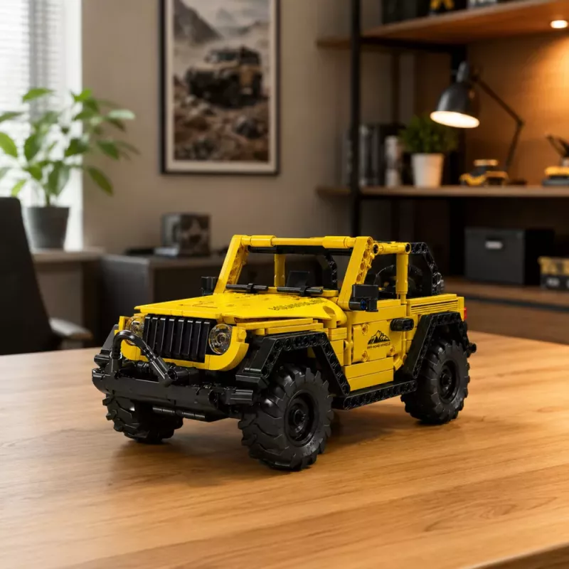 LEAN TOYS Bausteine Auto Off-Road-Fahrzeug Wrangler Gelb 746 Teile