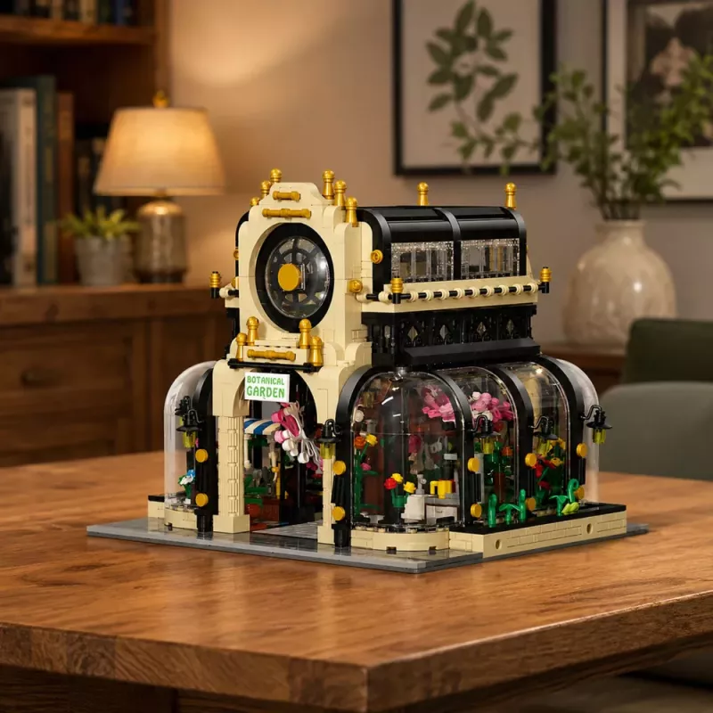 LEAN TOYS Building Blocks Botanical Garden Orangery mit LED-Licht 2147 Teile