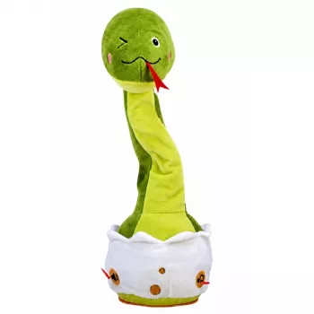 LEAN TOYS Plüschtanzschlange interaktive Musikgeräusche Maskottchen Grün
