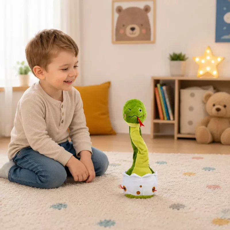 LEAN TOYS Plüschtanzschlange interaktive Musikgeräusche Maskottchen Grün