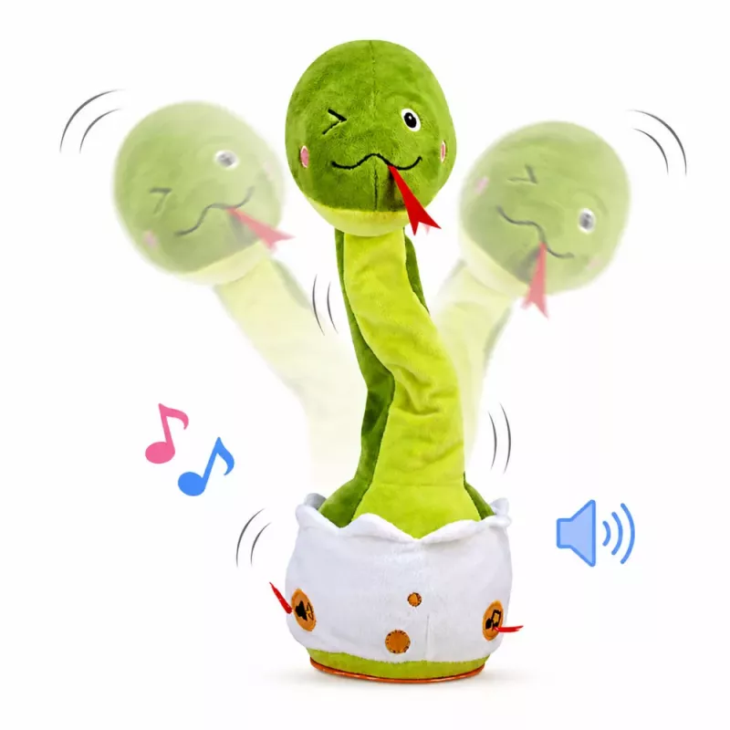 LEAN TOYS Plüschtanzschlange interaktive Musikgeräusche Maskottchen Grün